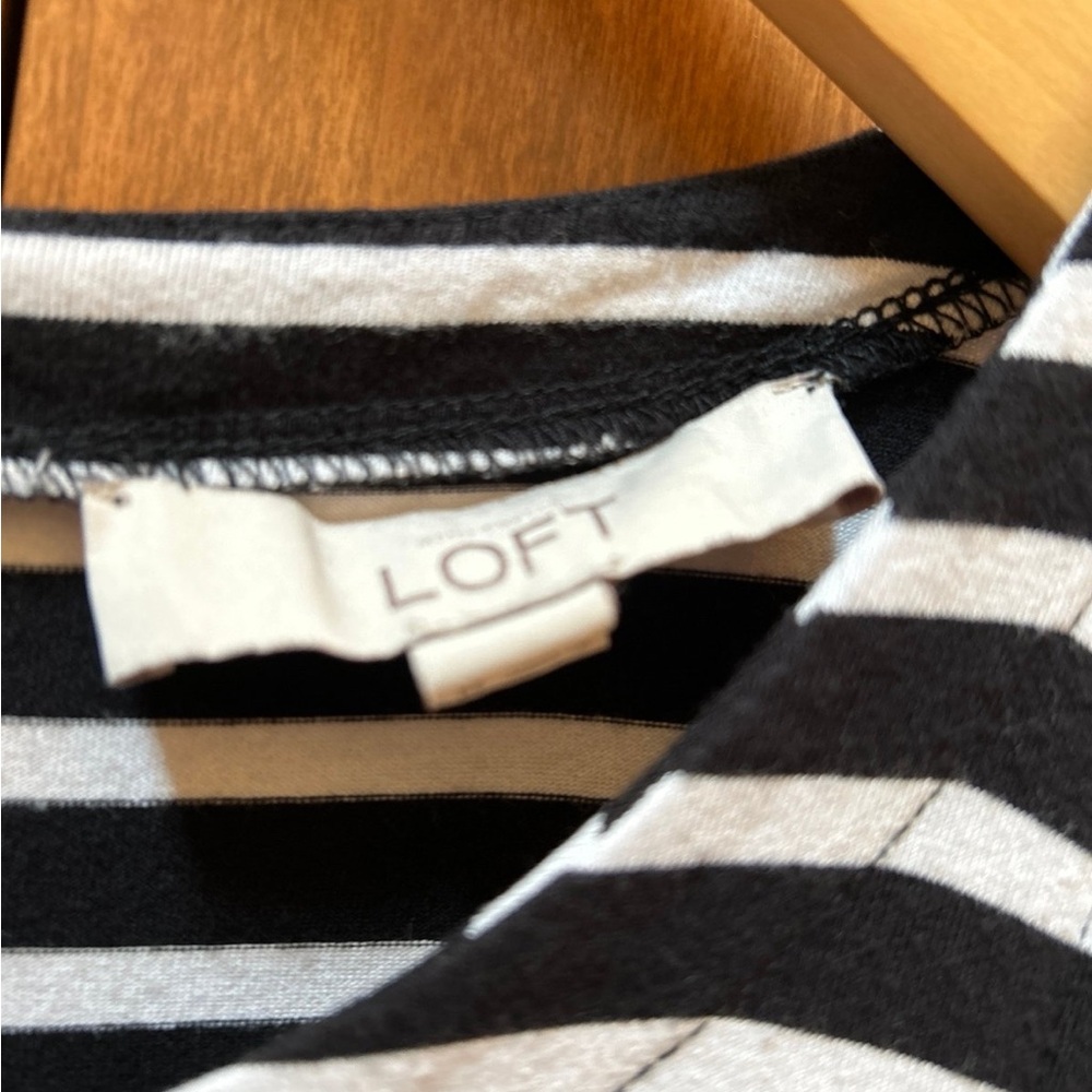 Loft black & white striped dress size medium - Picture 2 of 6